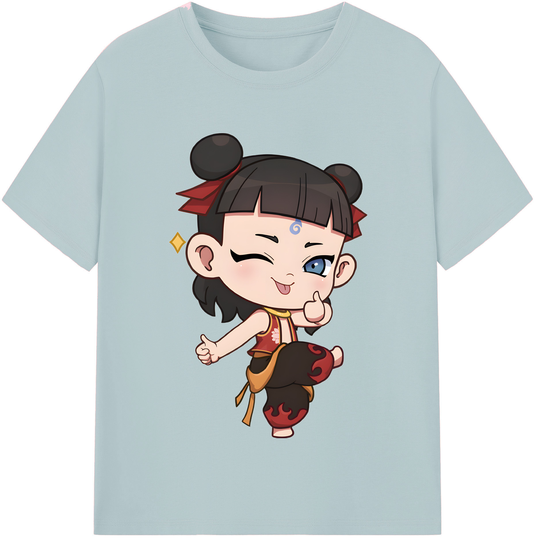 （画像用） Ne Zha 2 ナタ 魔童の大暴れ 綿100％半袖Tシャツ（フロントプリント）